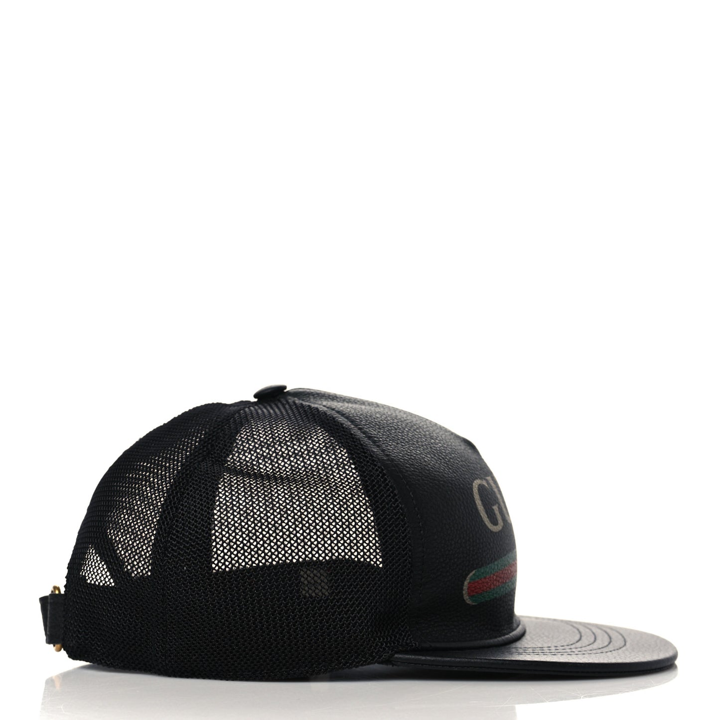 Grained Calfskin Logo Baseball Hat M Black