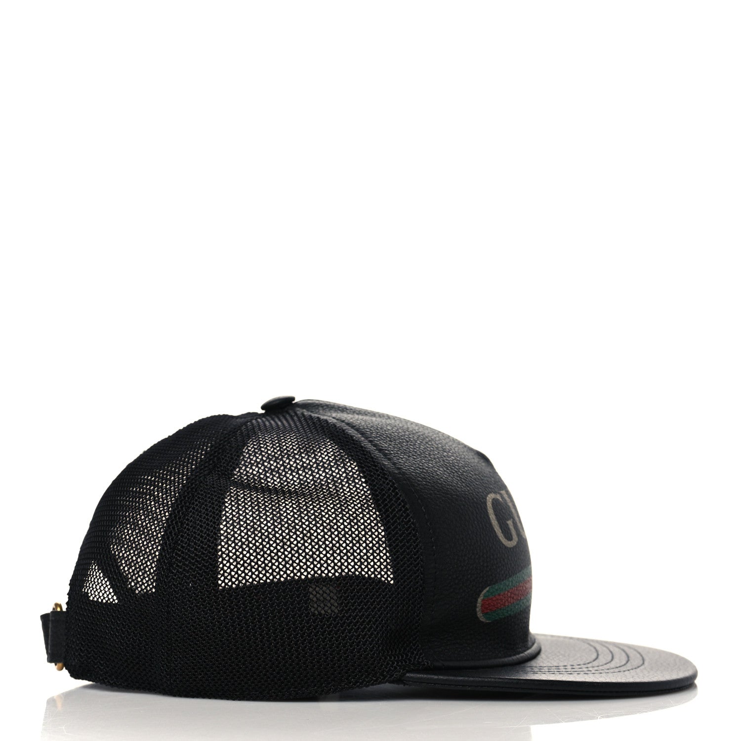 Gucci Grained Calfskin Logo Baseball Hat M Black 3 of 8