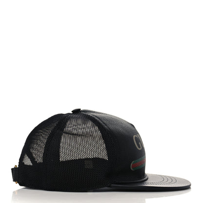 Gucci Grained Calfskin Logo Baseball Hat M Black 3 of 8