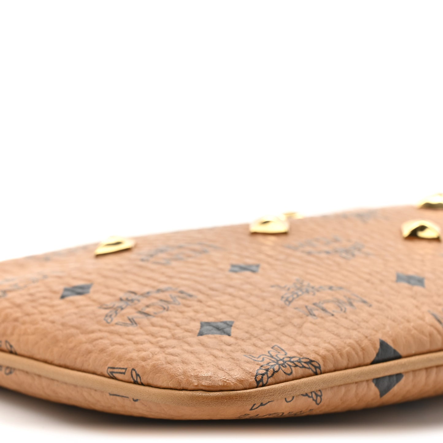 Visetos Studded Wristlet Pouch Cognac