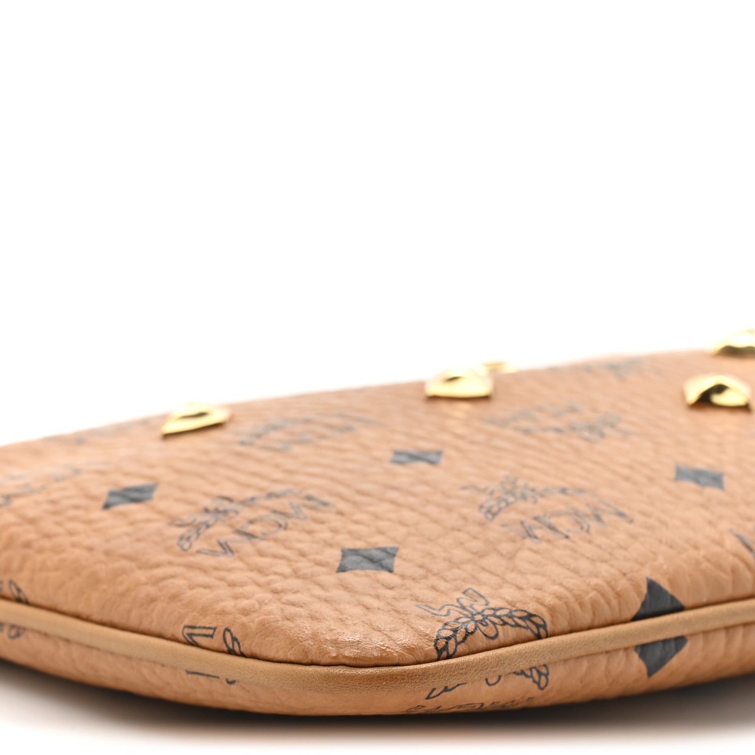 MCM Visetos Studded Wristlet Pouch Cognac 8 of 8