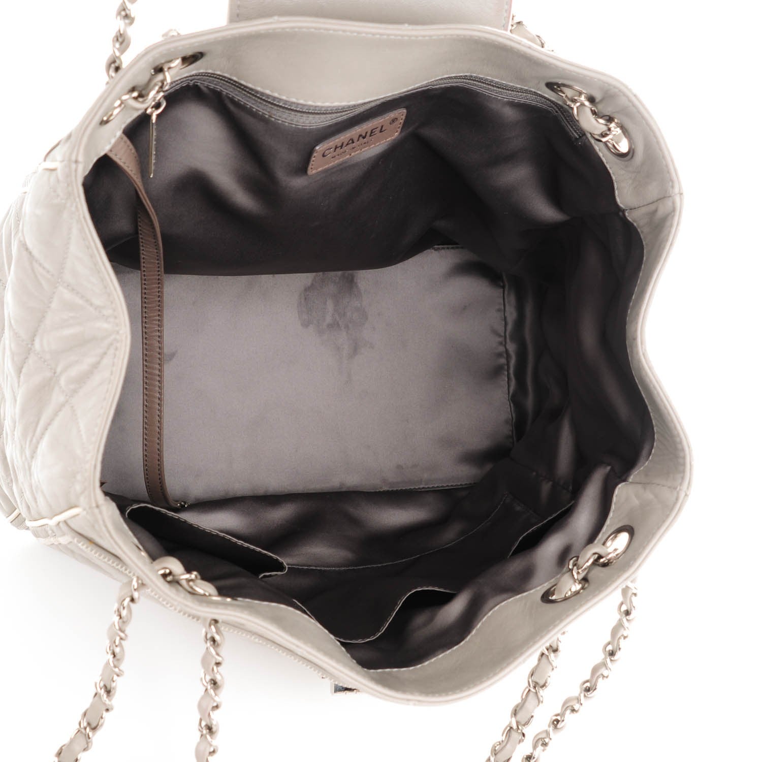Chanel Glazed Lambskin Quilted North South Large Tote Grey 5 of 7