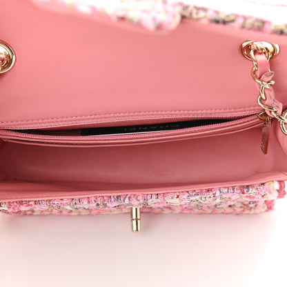 Chanel Tweed Braid Mini Flap White Pink 5 of 10