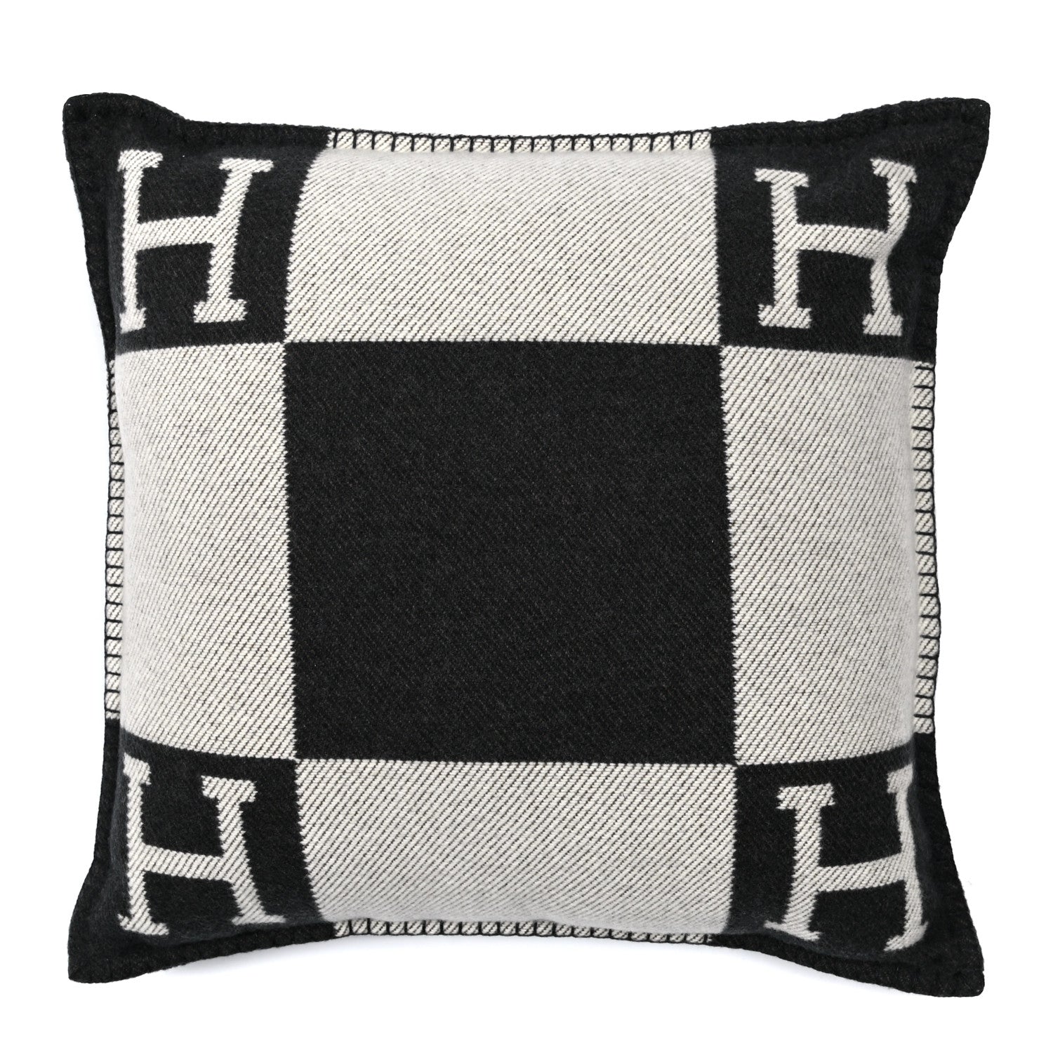 Hermes Wool Cashmere Avalon Pillow Ecru Gris Fonce 1 of 3