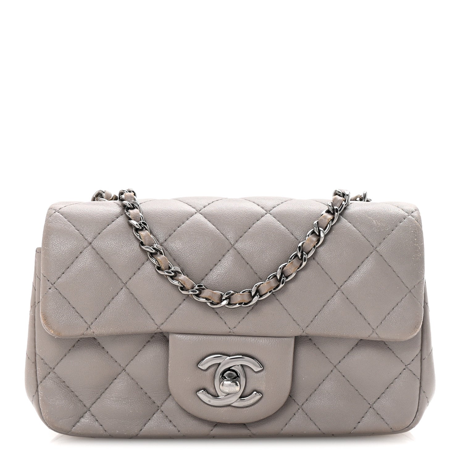 Chanel Lambskin Quilted Extra Mini Rectangular Flap Grey 1 of 10