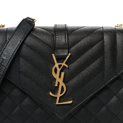 Saint Laurent Grain De Poudre Textured Mixed Matelasse Triquilt Small Monogram Satchel Black 9 of 11