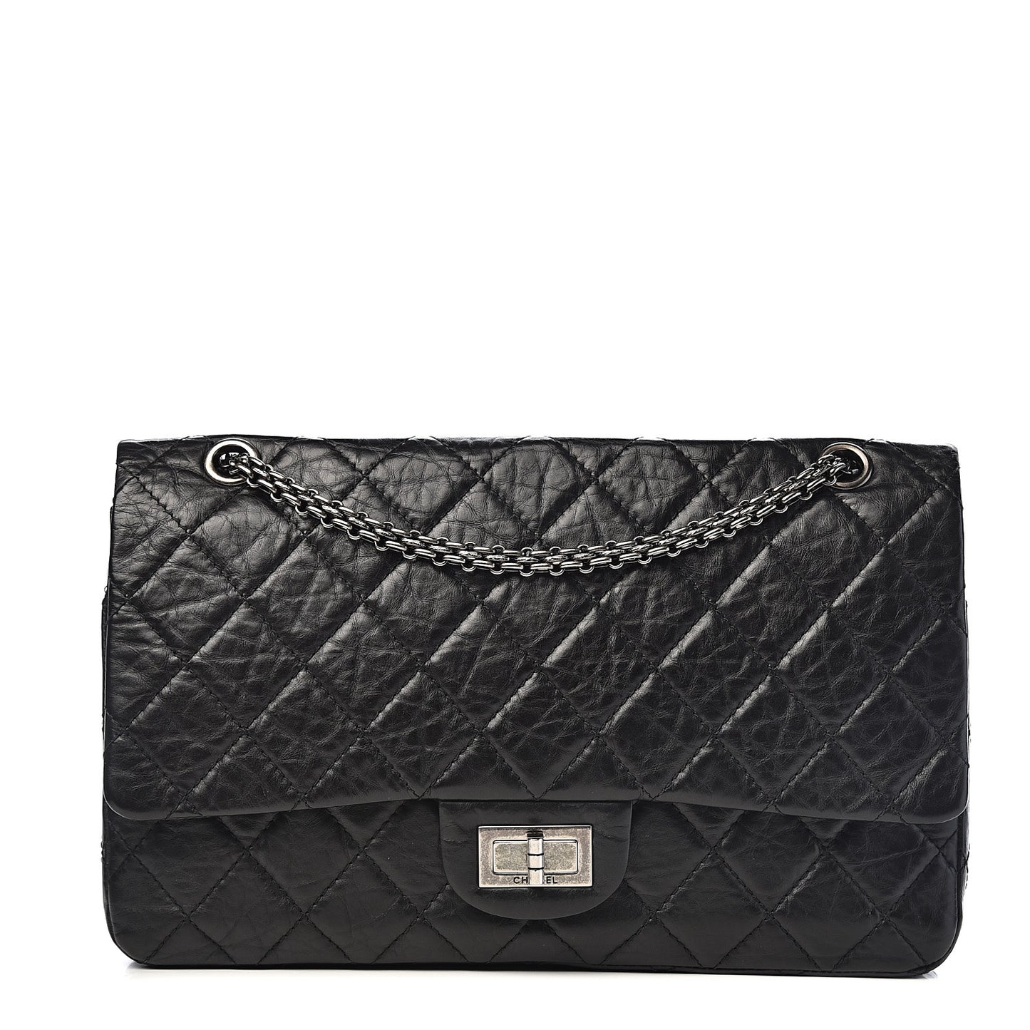 Aged Calfskin Quilted 2.55 Reissue 227 Flap Black