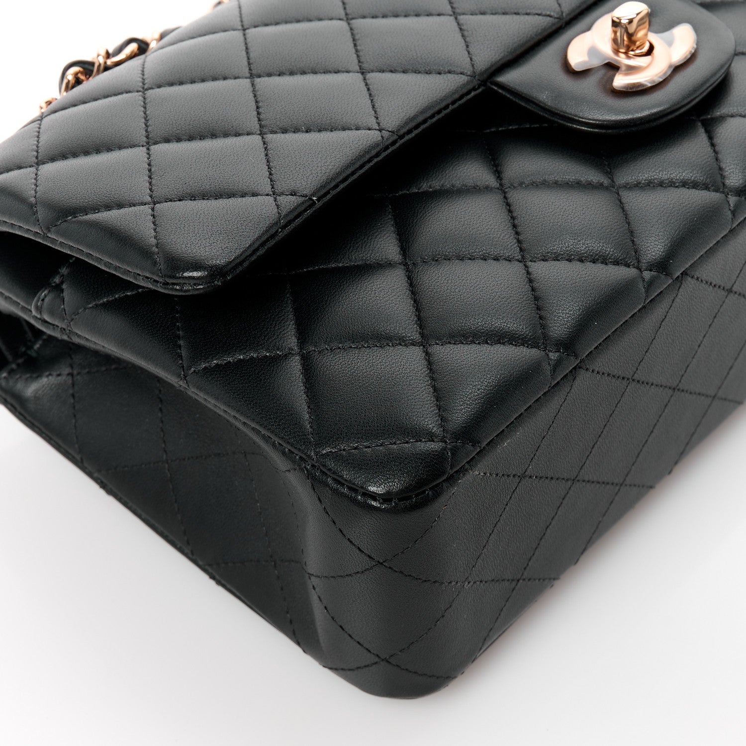 Chanel Lambskin Quilted Medium Double Flap Black 10 of 12