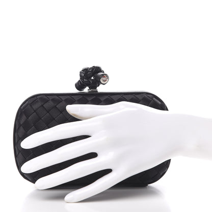 Bottega Veneta Satin Intreccio Impero Knot Clutch Black 2 of 6
