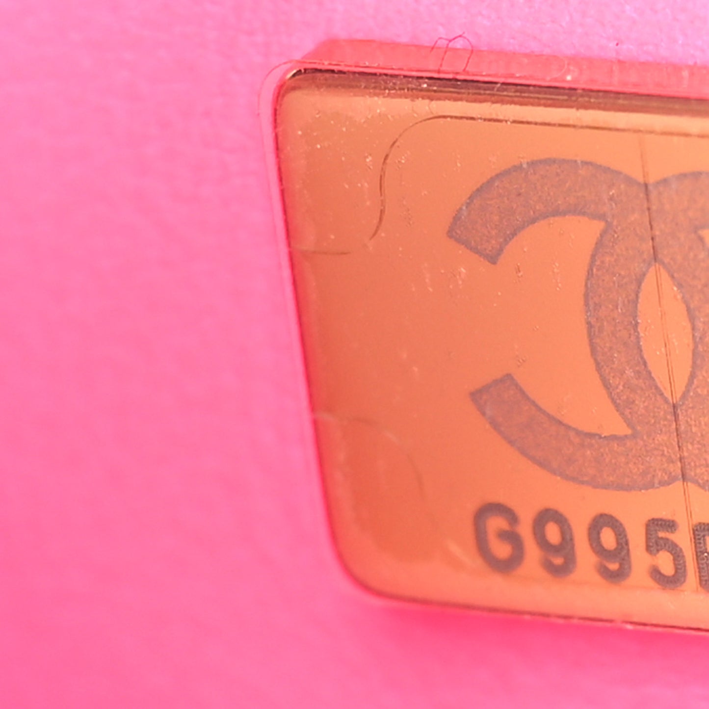 Patent Quilted CC Vani-Tea Case With Chain Neon Pink