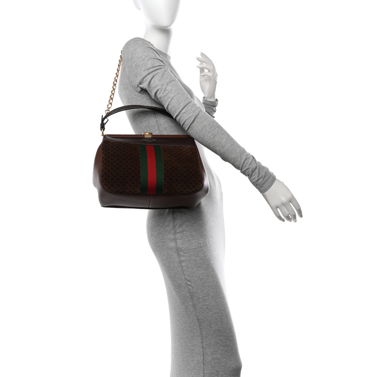 Gucci Suede GG Monogram Mini Virgo Tote Brown 2 of 10