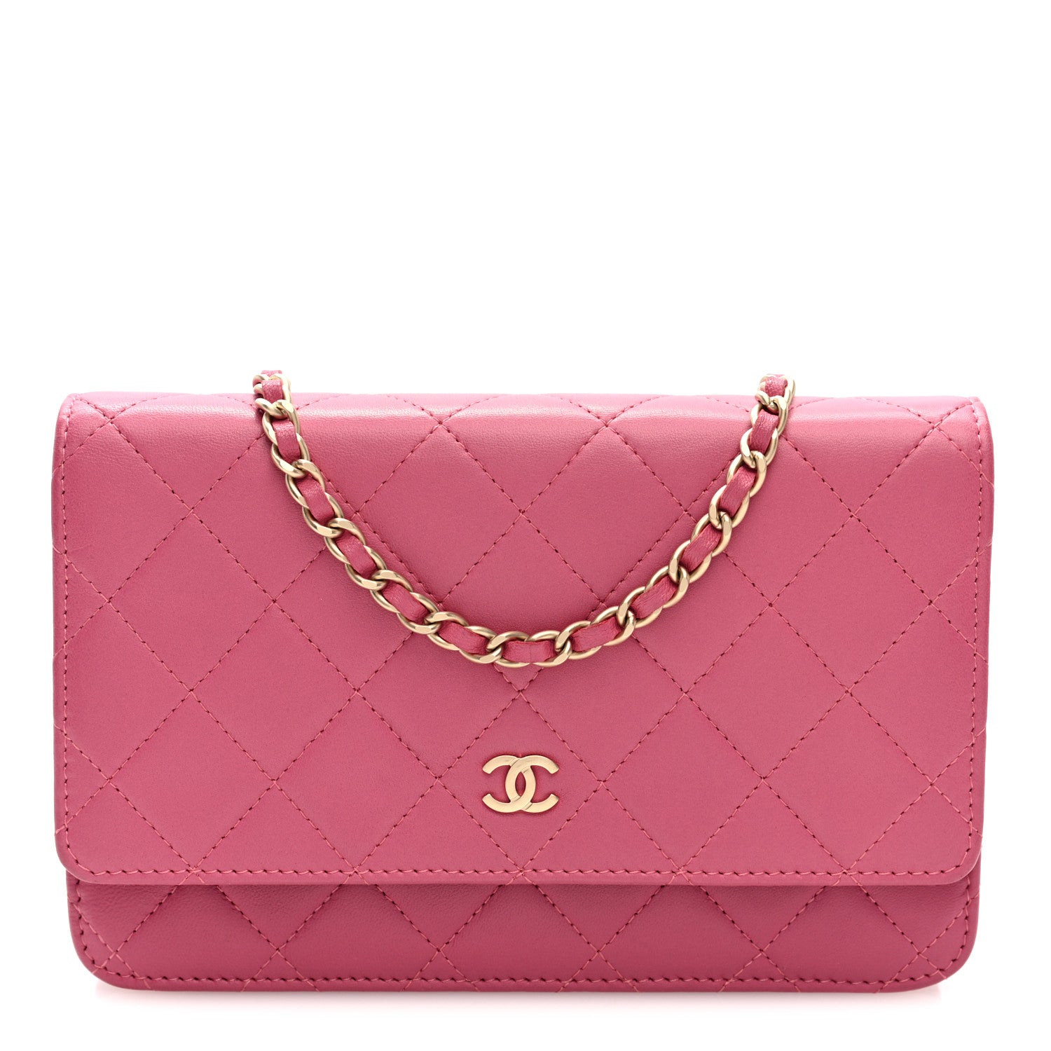 Chanel Lambskin Quilted Wallet On Chain WOC Pink 1 of 10