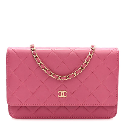 Chanel Lambskin Quilted Wallet On Chain WOC Pink 1 of 10