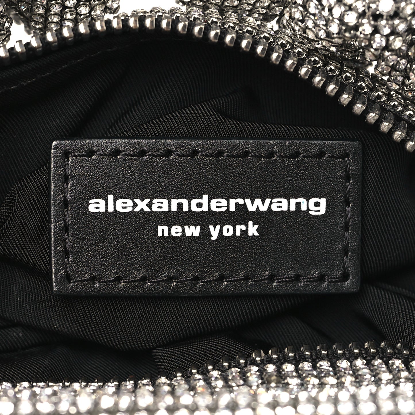 Mesh Crystal Rhinestone Mini Scrunchie Clutch Black Silver