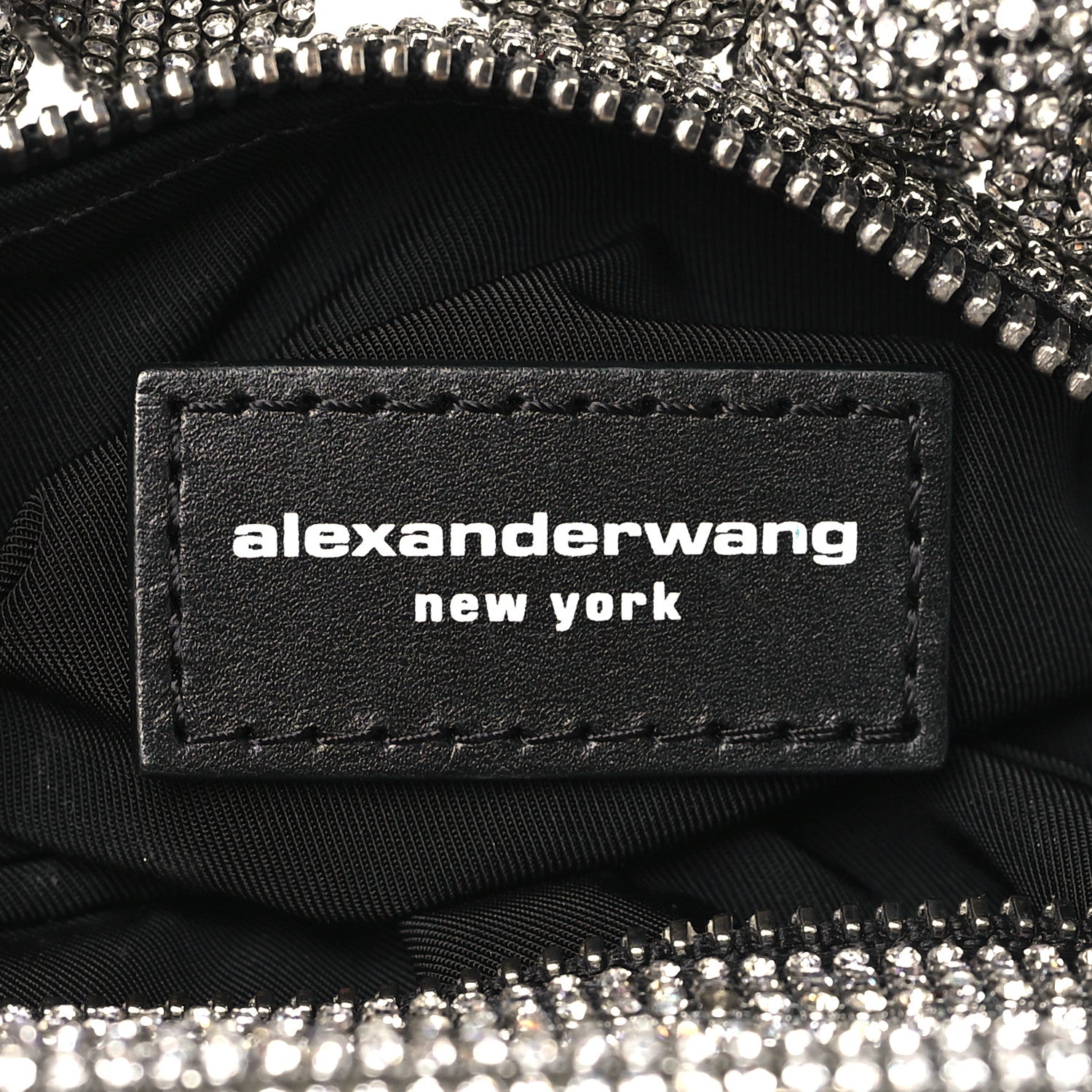 Alexander Wang Mesh Crystal Rhinestone Mini Scrunchie Clutch Black Silver 6 of 8