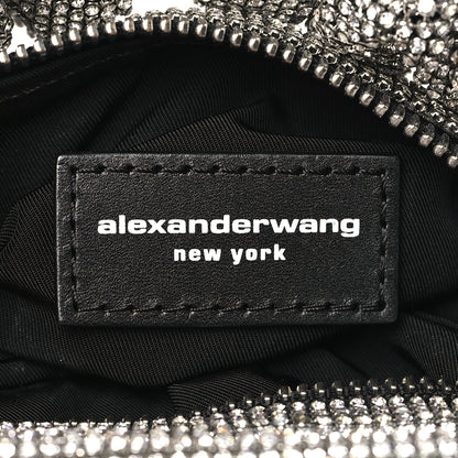 Alexander Wang Mesh Crystal Rhinestone Mini Scrunchie Clutch Black Silver 6 of 8