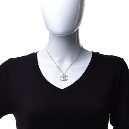 Chanel Crystal CC Pendant Necklace Silver 2 of 5