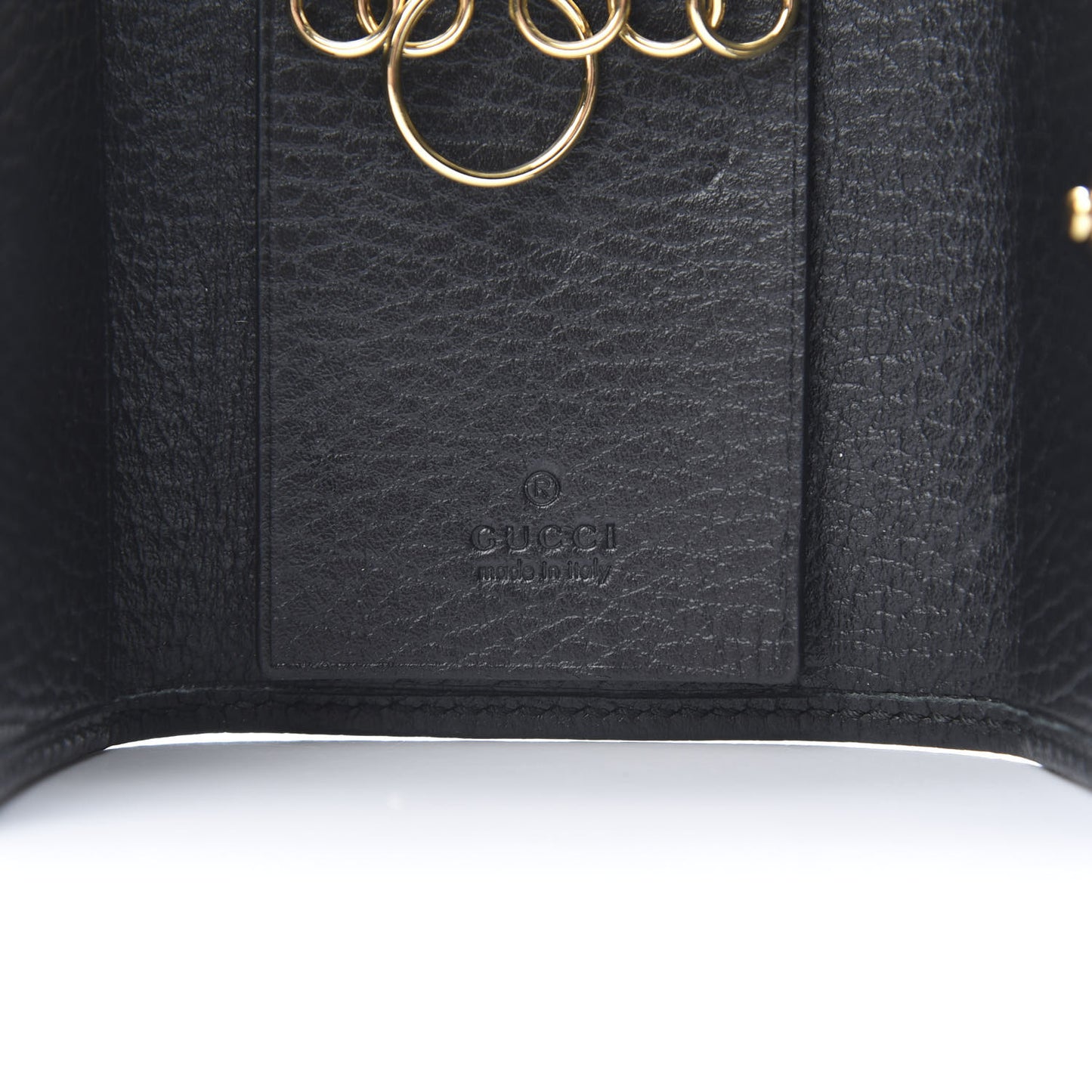 Pebbled Calfskin GG Marmont 6 Key Holder Black