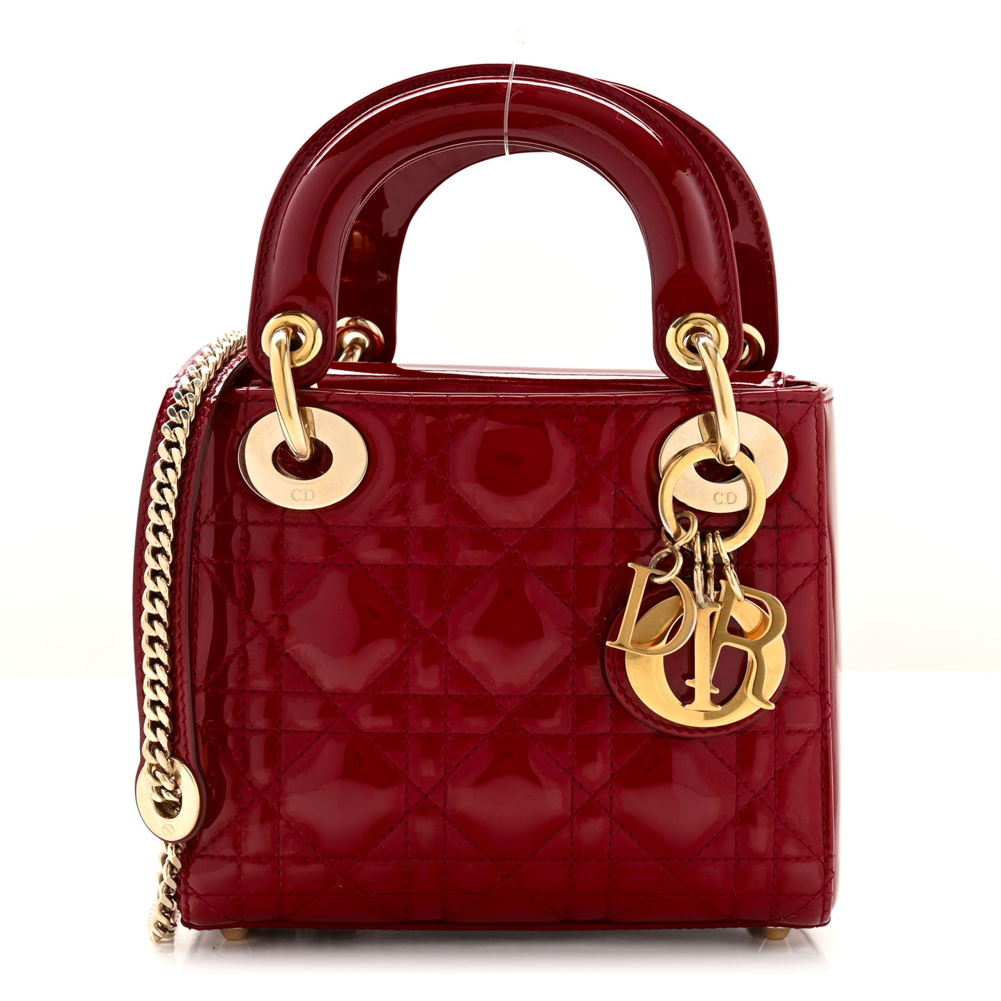 Patent Cannage Mini Lady Dior Red