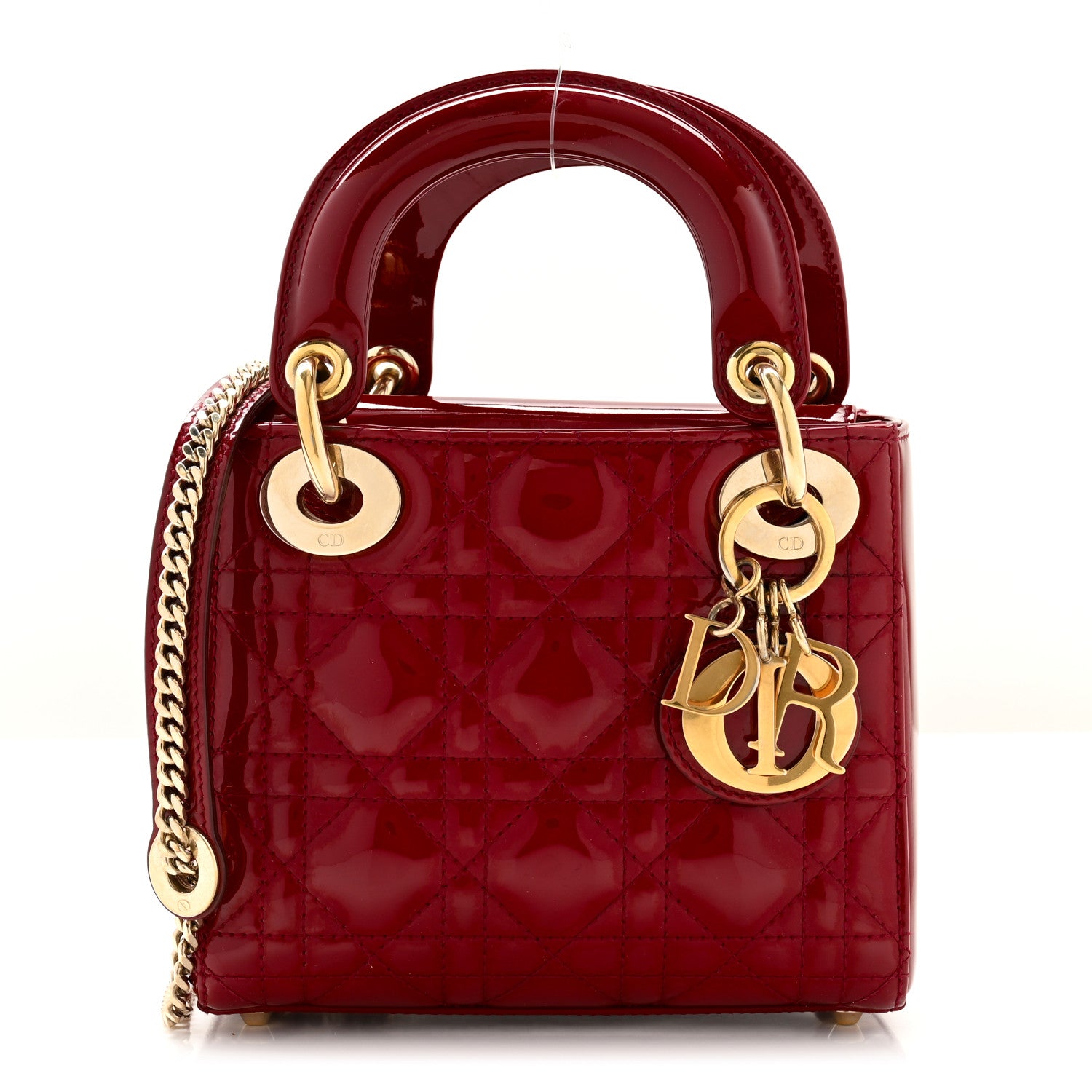 Christian Dior Patent Cannage Mini Lady Dior Red 1 of 12