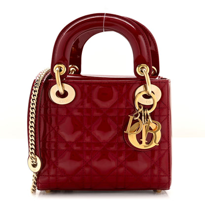 Christian Dior Patent Cannage Mini Lady Dior Red 1 of 12