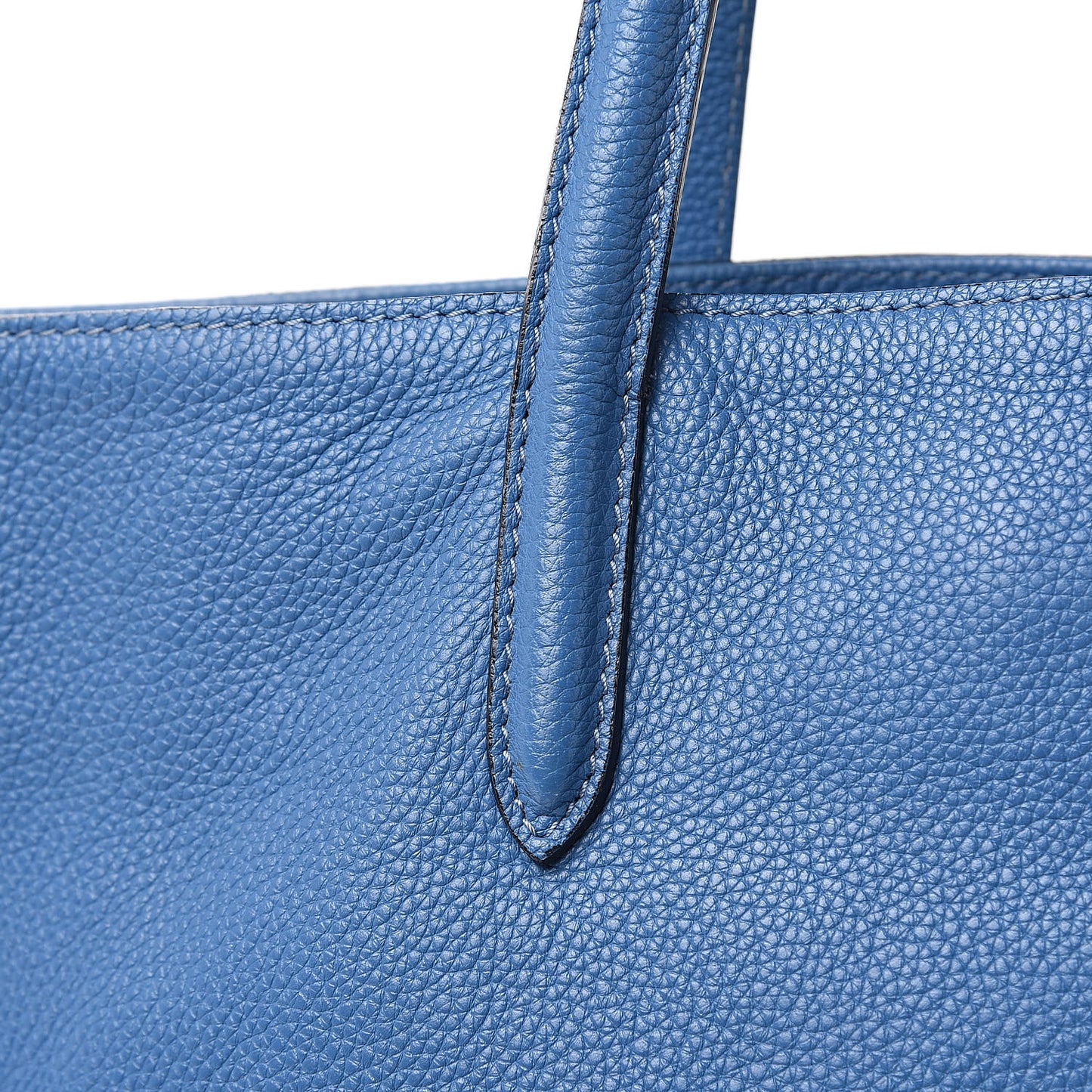 Pebbled Calfskin Skull Padlock Tote Blue