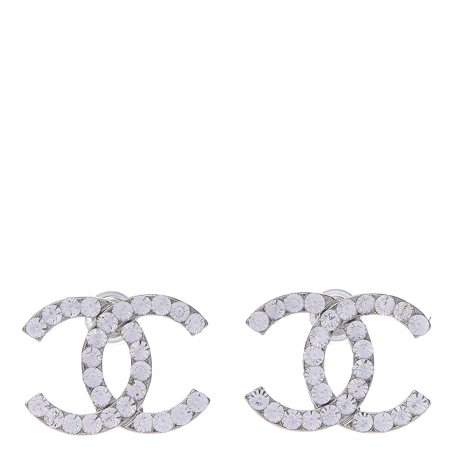 Chanel Crystal CC Earrings Silver 1 of 4