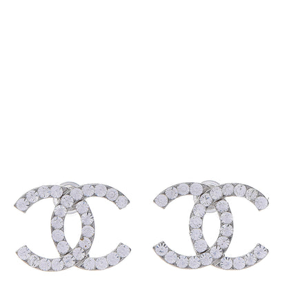 Chanel Crystal CC Earrings Silver 1 of 4