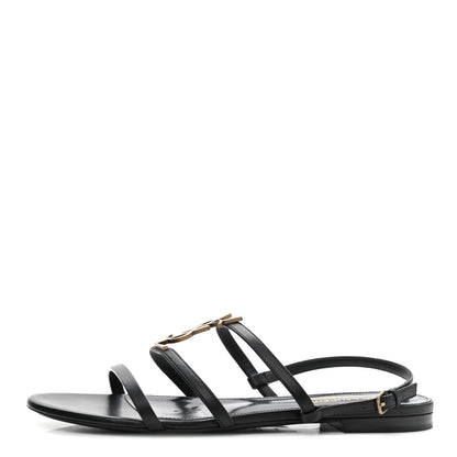 Saint Laurent Patent Calfskin Cassandra Monogram Sandals 39 Black 1 of 11