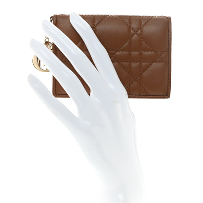 Christian Dior Calfskin Cannage Small Lady Dior Flap Card Holder Golden Saddle 2 of 9