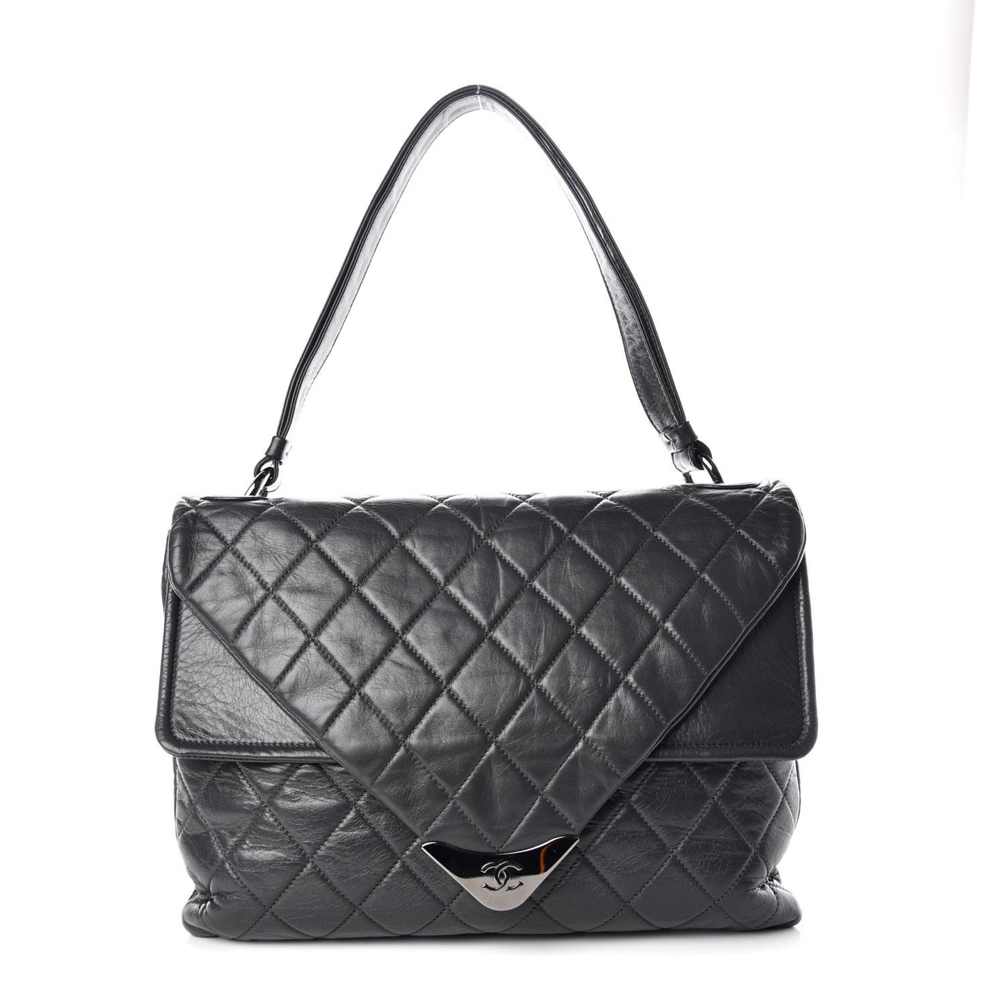 Lambskin Quilted Padded Envelope Flap Grey