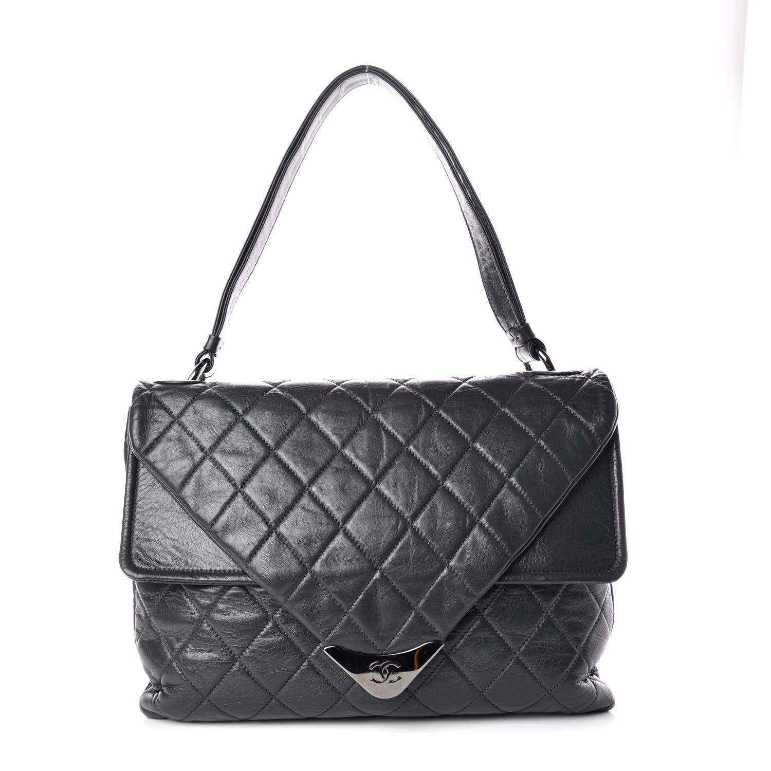 Chanel Lambskin Quilted Padded Envelope Flap Grey 1 of 10