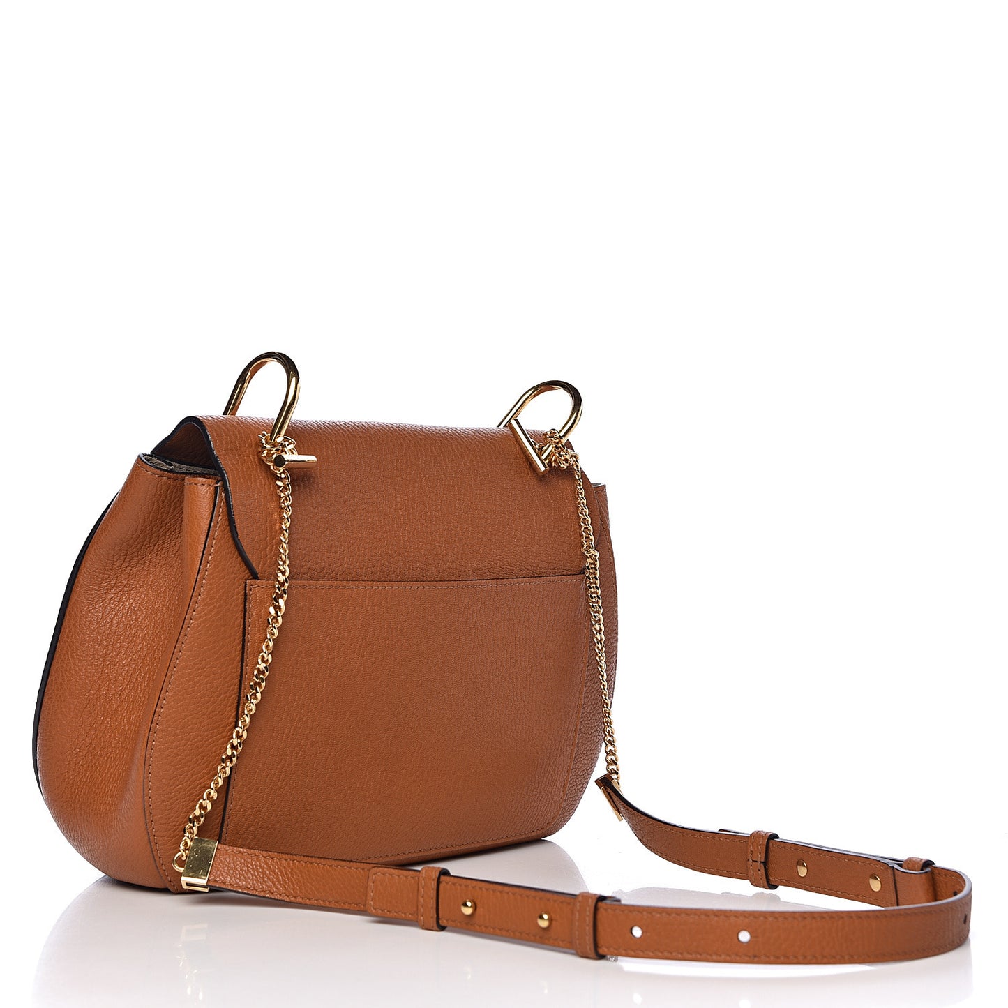 Grained Lambskin Medium Drew Shoulder Bag Caramel