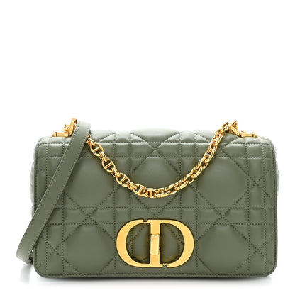 Christian Dior Calfskin Macrocannage Medium Caro Bag Cedar Green 1 of 10