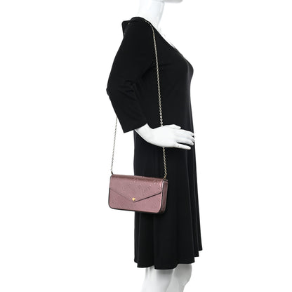 Louis Vuitton Vernis Pochette Felicie Chain Wallet Metallic Pale Pink 2 of 11