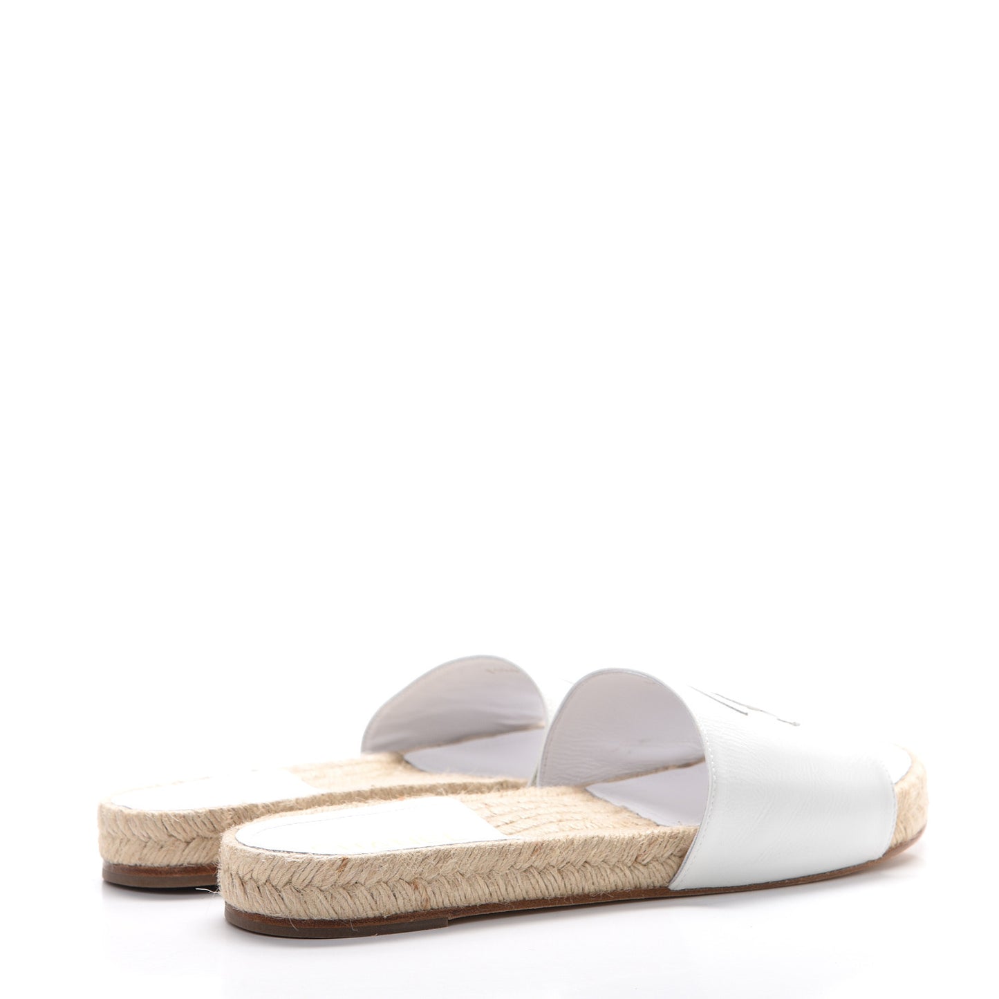 Calfskin CC Espadrille Slip On Sandals 41 White