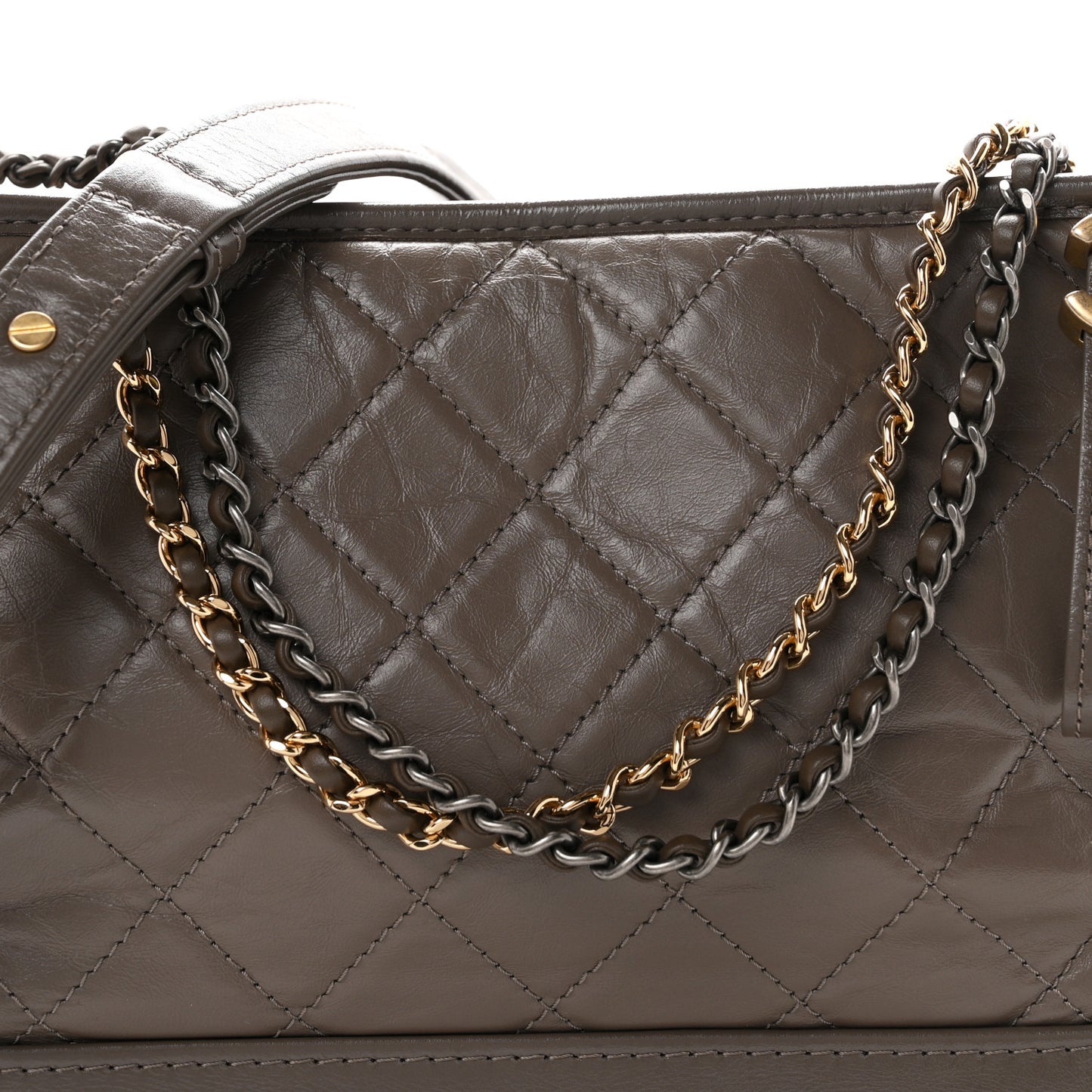 Aged Calfskin Quilted Medium Gabrielle Hobo Grey