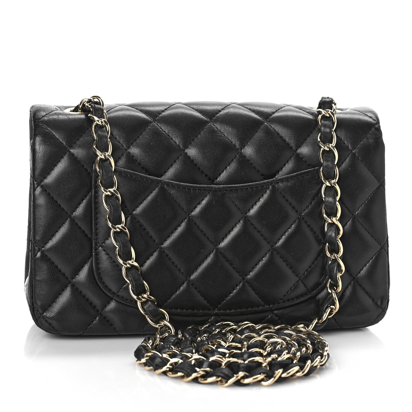 Lambskin Quilted Mini Rectangular Flap Black