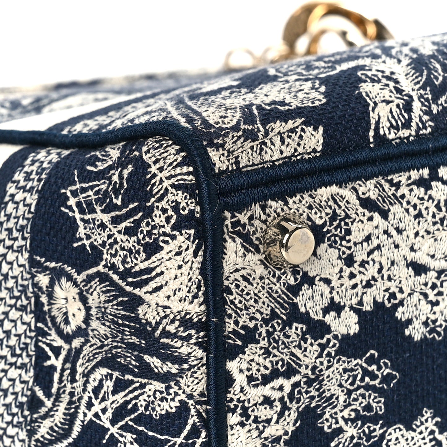 Toile de Jouy Embroidered Medium Lady D-Lite Blue