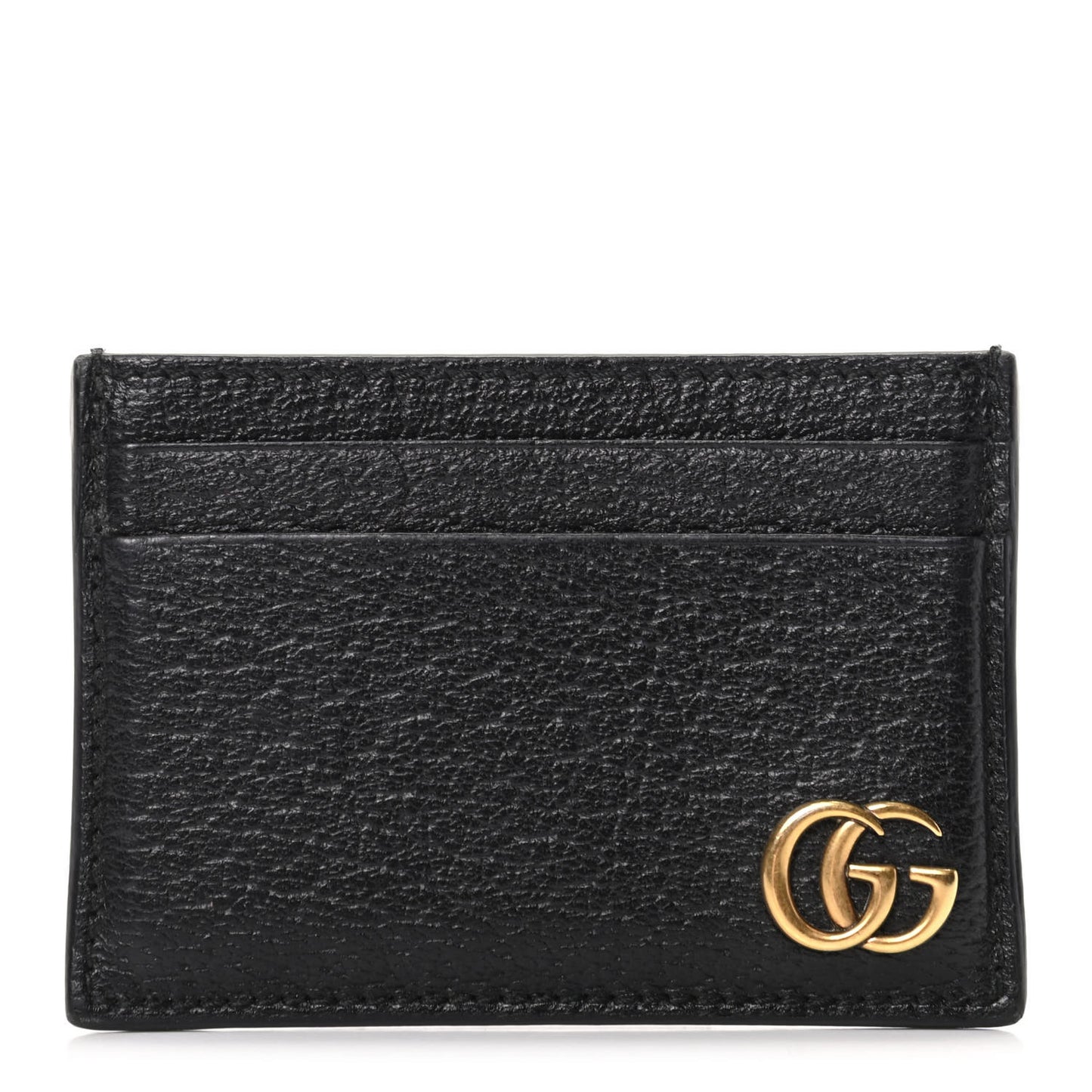 Calfskin Boar Effect GG Marmont Card Holder Money Clip Black