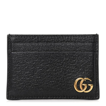 Gucci Calfskin Boar Effect GG Marmont Card Holder Money Clip Black 1 of 6