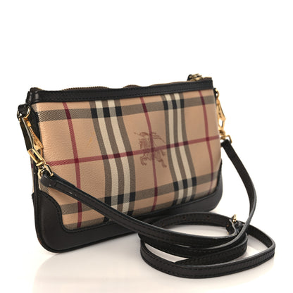 Burberry Haymarket Check Small Peyton Crossbody Clutch Bag Chocolate 3 of 11