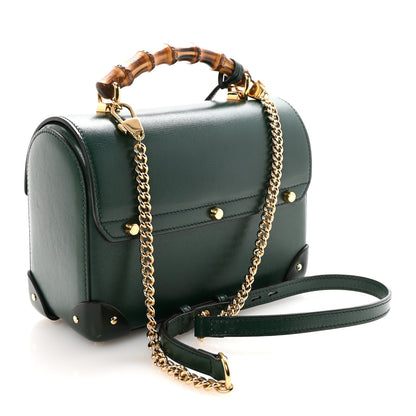 Gucci Azalea Calfskin Small Padlock Bamboo Shoulder Bag Vintage Green 3 of 10