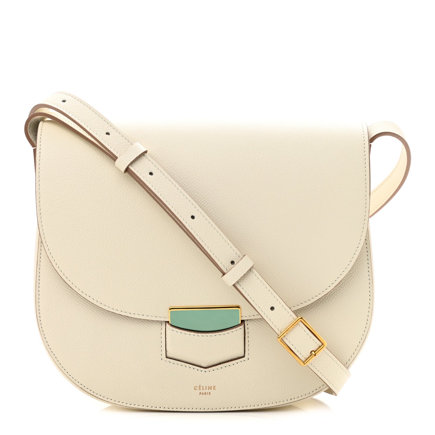 Celine Grained Calfskin Medium Trotteur White 1 of 10