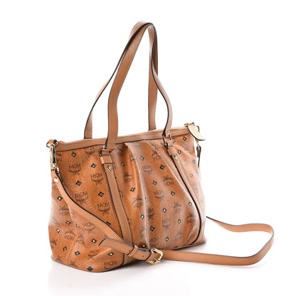 MCM Visetos Studded Medium Essentials Shopper Tote Cognac 3 of 9