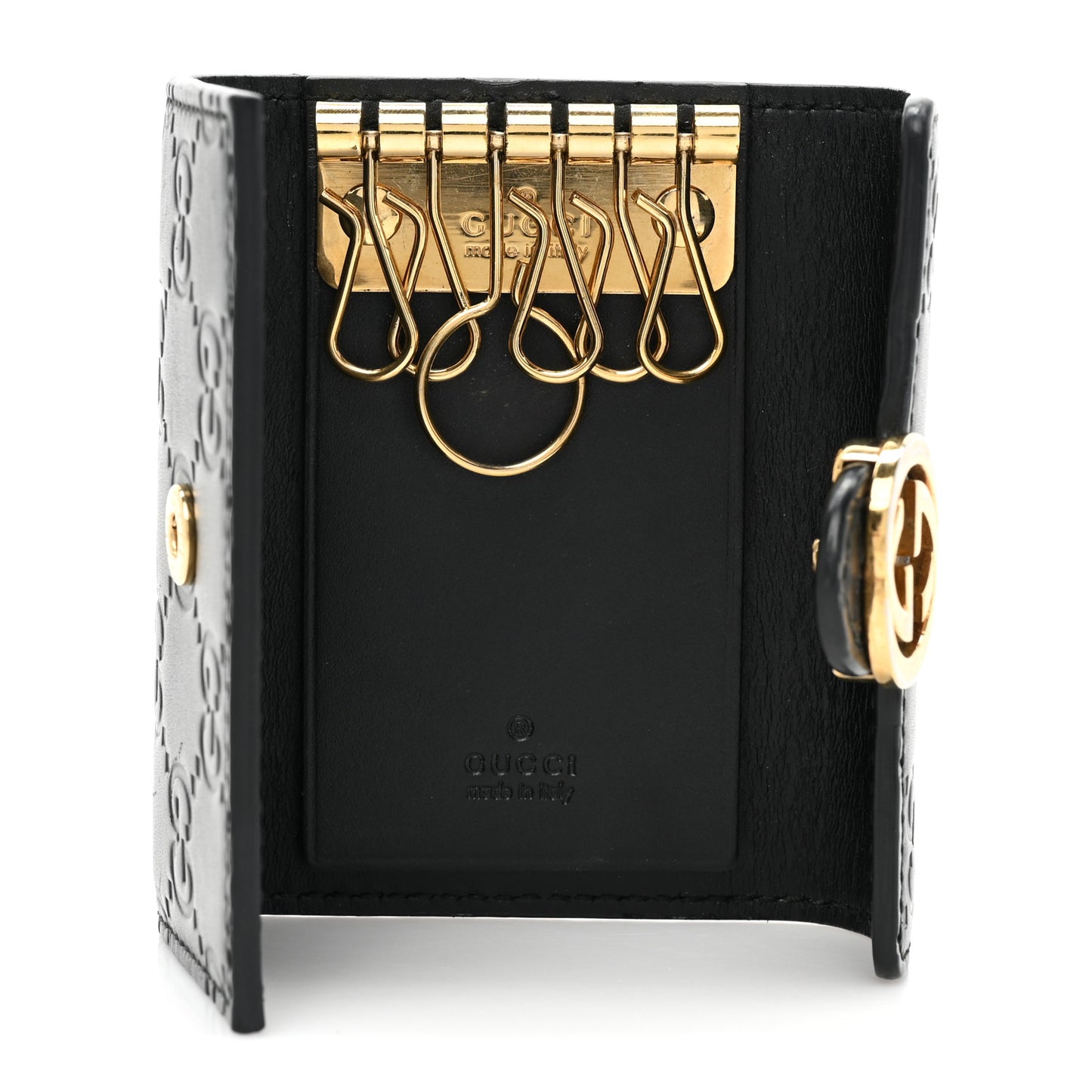 Guccissima Icon Signature 6 Key Holder Case Black