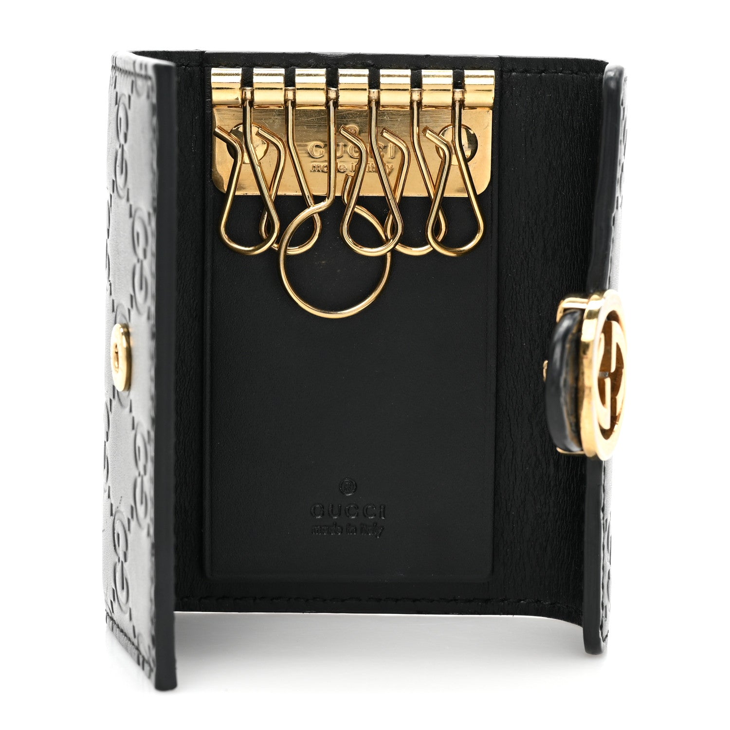 Gucci Guccissima Icon Signature 6 Key Holder Case Black 5 of 10