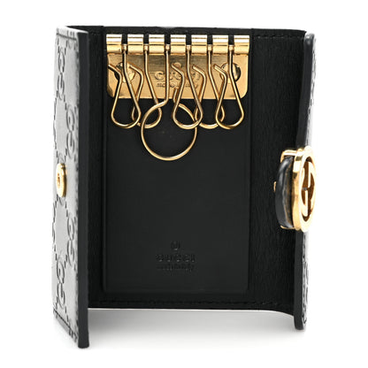 Gucci Guccissima Icon Signature 6 Key Holder Case Black 5 of 10