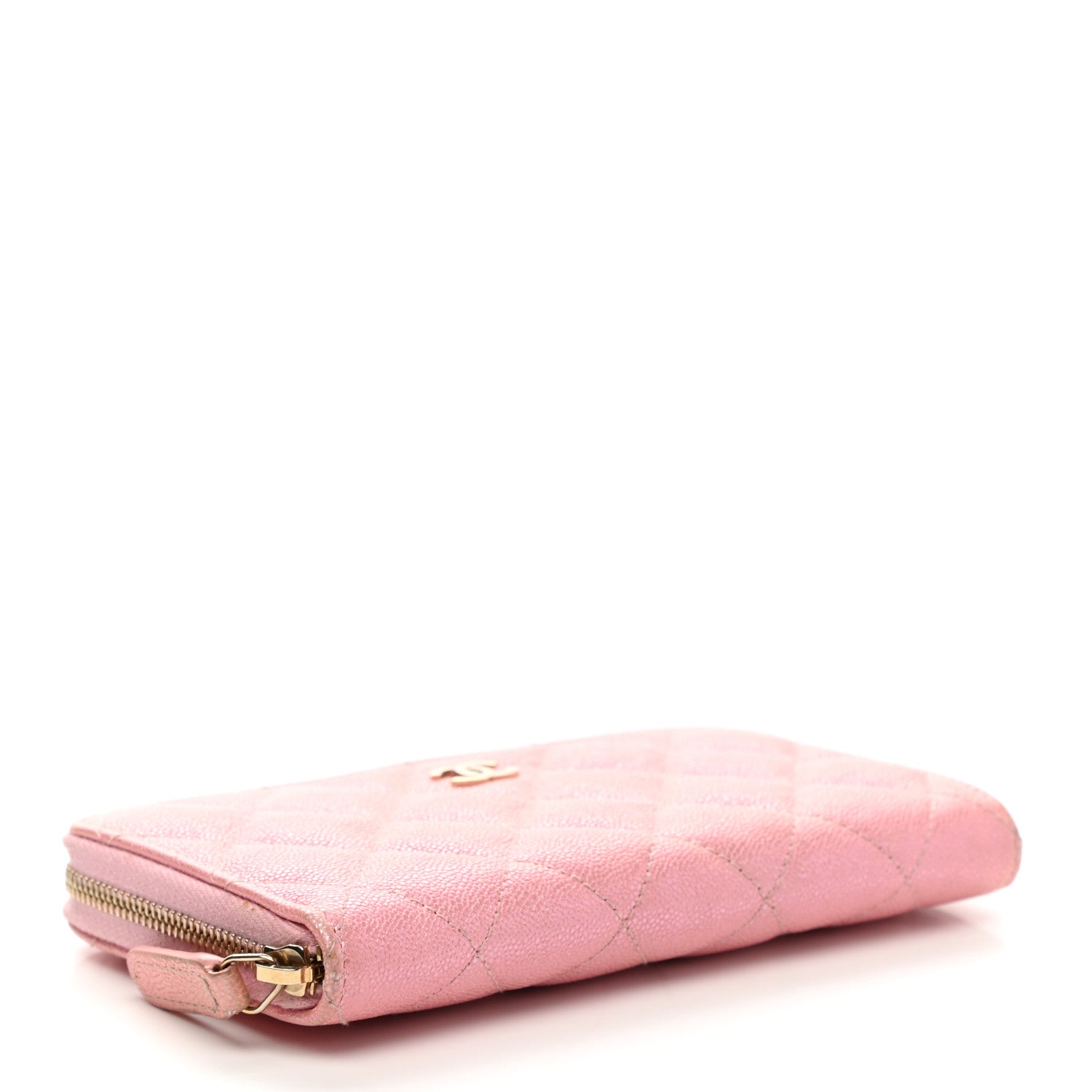 Chanel Iridescent Caviar Quilted Medium Zip Around Wallet Pink 4 of 13