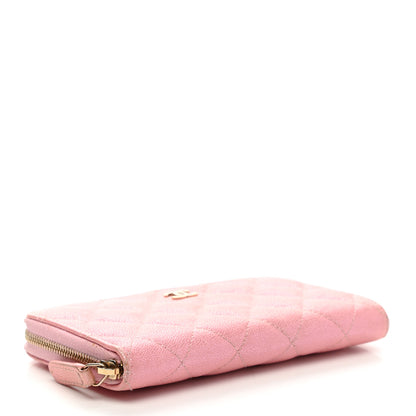 Chanel Iridescent Caviar Quilted Medium Zip Around Wallet Pink 4 of 13